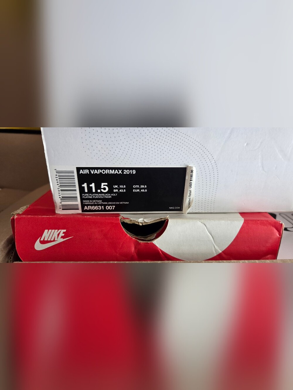 Nike Air VaporMax Style Sneakers in Taupe with Neon Green Sole - Picture 4 of 5